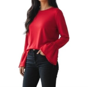Halogen Red Bell Cuffed Long Sleeve Blouse